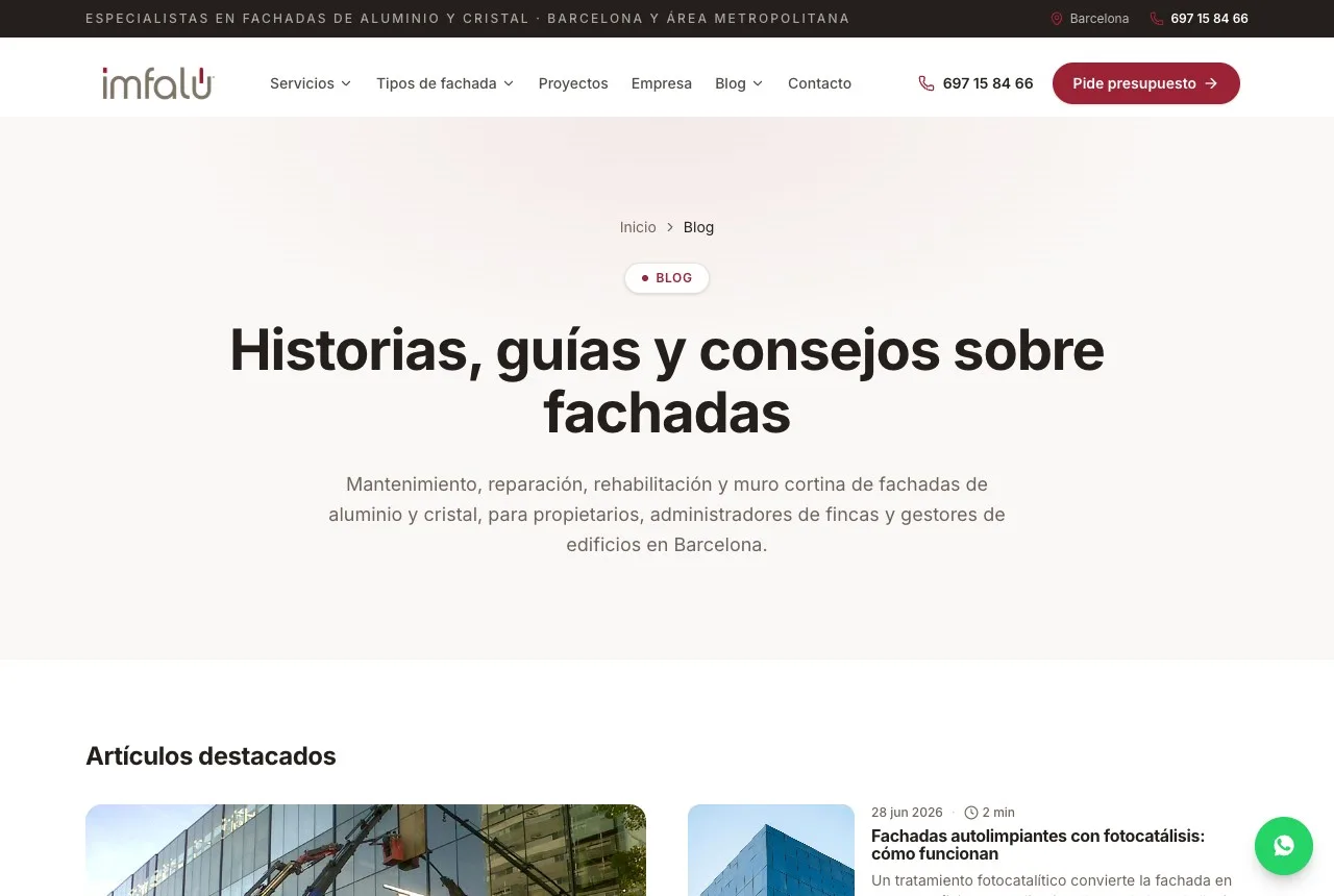Blog de IMFALÚ con artículos sobre fachadas de aluminio y cristal