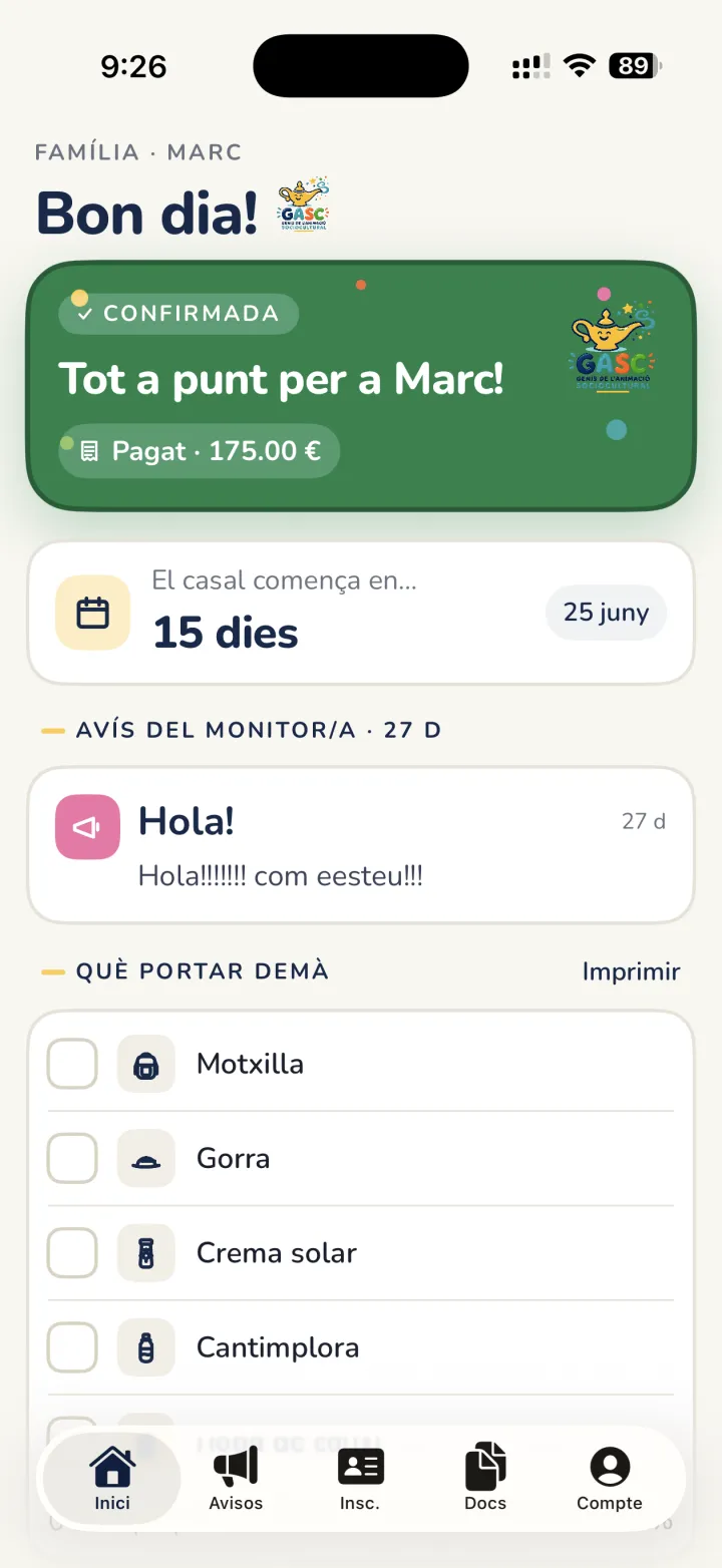 Casal GASC — app móvil