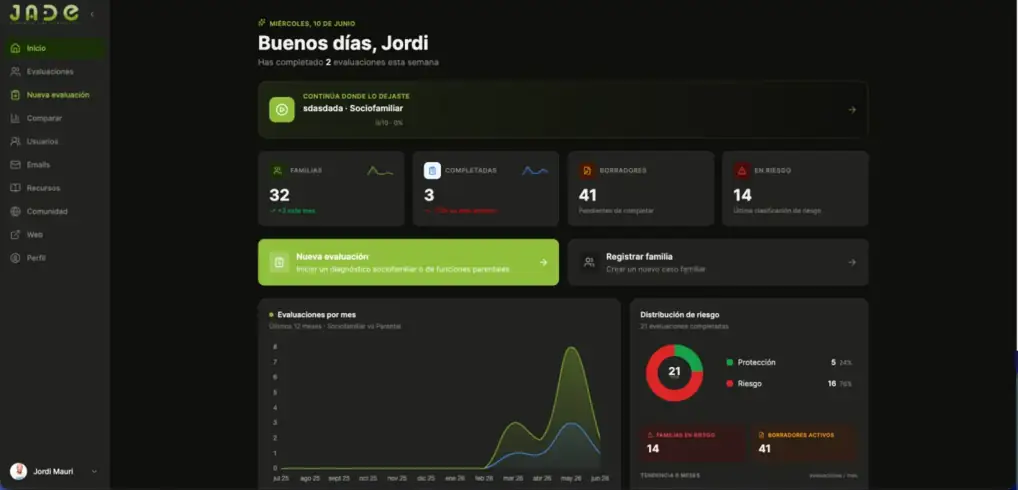JADE — plataforma clínica en producción